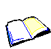 Four of a pixelated open book icon with yellow pages, blue page edges, and black outlines, displayed in a