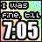 25 identical square icons showing 'I WAS FINE, TILL 7:05' text with a rainbow gradient background and white numerals