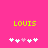 Bright pink background with yellow text 'LOUIS' above two of white and light pink pixelated heart shapes