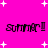Bright pink background with scattered white plus signs and repeated black text reading "summer!" in two
