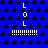 Blue background with black star pattern, white 'LOL' text vertically aligned, and white dashed lines below each text block.