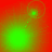 Four green circular shapes on a red background shift positions , with one shape connected by a dotted line