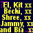 Yellow pixelated text on dark blue background with pink star accents, repeating names and 'xx' in a pattern