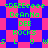 Pixelated green text on blue and pink diamond-patterned background with repeated phrases 'DeAnNo', 'DEE', 'ROCKS', 's L O WS' across two identical frames.
