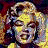 Two side-by-side pixelated frames of a stylized female face with curly hair, one in warm yellow/orange tones and the other in cool blue/white tones, displayed as an animated contact sheet.