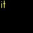 Pixelated text and symbols animate on a black background with yellow, cyan, and gray elements.