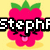Pixel art raspberry character with green leaves, pink body, and tongue sticking out, displayed in four variations on yellow background.
