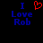 Pixelated text displays 'I Love Rob' with a red heart symbol replacing the word 'love' in the left view, while the right view shows the full text without the heart.