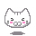 Pixel art cat head icon with multiple expressions and floating hearts, displayed in a on gray background