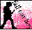 Pixelated static icon featuring a black silhouette of a person in formal attire holding hands with a pink-hued figure against a white background with scattered colored pixels.