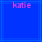 Blue background with light blue lines and pink text reading 'katie' in two identical sections