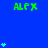 Blue background with green 'ALEX' text and light blue star icons in vertical stacks.