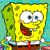 Animated contact sheet of five Spongebob Squarepants characters in pixelated 50x50 buddy icon frames with distinct backgrounds and poses.