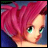 A 48x48 pixel buddy icon featuring a side-profile anime-style character with pink hair and green eyes on the left, paired with "Anime IM" text in white pixelated font and a stylized "c0m" logo on black background to the right.
