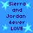 Blue background with light blue stars and dark blue text reading "Sierra and Jordan 4ever LOVE" repeated in a pattern