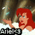 Ariel from The Little Mermaid with red hair and blue eyes, wearing a red top, in a pixelated animation showing hand gestures.