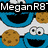 Pixelated image of Cookie Monster with cookies and text overlays, featuring a pink heart and cupcake variant.