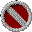 A circular icon with red and white diagonal stripes rotates through multiple orientations against a gray background, displaying various cropped views of the striped pattern.