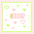 Pixel art icon with 'ABBEY' text, green and pink hearts on white background, alternating border colors between light green and pale pink.