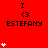 Red background with repeated 'I <3 ESTEFANY' text and white heart symbols in a pattern, some hearts animated to change from single to multiple