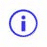 Blue circular icon with lowercase 'i' symbol inside, transitioning through blurred motion states into a white oval shape.