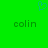 Green background with a blue pixelated heart symbol above two instances of the text 'colin' in dark green pixelated font.
