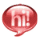 Two red speech bubble icons with white outlines and internal text, side-by-side on gray background.