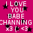 Pink background with black stars and white text reading "I LOVE YOU BABE CHANNING x3 (: <3" repeated in two vertical