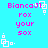 Pixelated text and geometric shapes on a cyan background with pink and white elements.