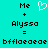 Static pixel art displays 'Me + Alyssa = bfflaeaeeae bfflaeaeeae' with a white heart symbol between two identical text blocks on cyan background.
