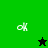 Green and black background split into four quadrants with white 'ok' text and star symbols changing color between frames.