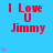 Blue background with red text "I Love U Jimmy" repeated in a , pink hearts scattered around the edges
