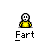 Animated contact sheet of a pixel art stick figure in yellow shirt performing various farts with text "Fart" below each frame on gray background.