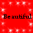Red background with white sparkles and repeated black text 'Beautiful' in four positions.