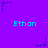 Static pixel art image with purple background, cyan text "Ethan" repeated six times, and dark blue star-shaped icons with dotted lines.