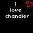 Black background with white text reading 'i love chandler' and a red pixelated heart symbol replacing the word 'love'.