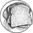 A grayscale toast icon on a plate with repeated 'uh' and 'TOAST' text elements in pixelated font.