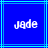 Blue background with light blue lines and white pixelated text reading 'jade' in two adjacent sections