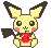 Pixelated yellow creature with black-tipped ears holds red apple, displaying varied facial expressions across repeated