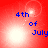Red background with blue text reading '4th of July' and animated white light effects in four quadrants.