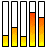 A contact sheet of 25 animated frames showing a bar chart with orange and yellow gradient bars in various heights across multiple columns, arranged in a grid layout.