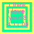 Four identical pixelated icons display pink text on a cyan background with yellow borders, each reading 'i think i love you<3 4.11.08' in a layered square composition.