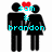 Two black silhouette figures stand side-by-side with a red pixelated heart above them and cyan text reading "sam & brandon" overlaid.