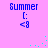 Pixelated blue text 'Summer' above ': <8' on pink background with cyan sparkles shifting position across frames.
