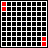 pixel squares with black backgrounds, displaying various colored patterns including red, yellow, green, blue, purple, and orange in different arrangements