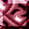 A pixelated pattern of swirling maroon and white shapes arranged in a with four distinct sections