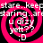 Four identical pink and black spiral patterns with white text reading "stare..keep staring..are u dizzy yet? :D" arranged in a