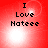 Red background with pixelated text "I Love Nateee" in black, featuring animated white light effects that shift position