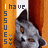 A pixelated image of a gray wolf-like creature with orange eyes, positioned against an orange and white striped background, accompanied by vertical text reading "I have ISSUES".