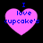 Four pink heart-shaped icons with blue text reading "I love cupcake's" arranged in a on black background